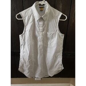 Eddie Bauer Collard Button Up Tank Stripes Front Pocket Size Xs Classic Fit I